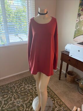 Banana Republic Long Sleeve Scoop Neck Sweater Top - Brick Red